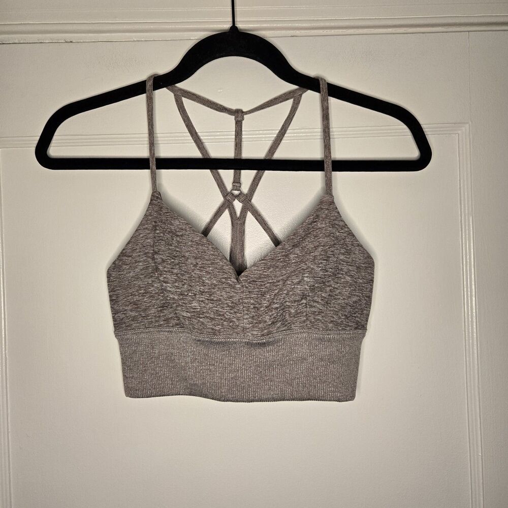 Alo Yoga Sports Bra Womens XS Gray Crossback Pullover Wireless Light Support